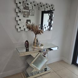 💎 Luxury Glam Set: LED Infinity Mirrored Console + Matching Wall Mirror.                    💎 Set de Lujo: Consola de Espejo LED "Infinity" +       