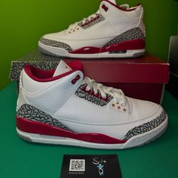 Air Jordan 3 Retro “Cardinal” NEW Size 10 OG ALL CT8532-126