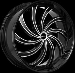 26x10 ECLIPSE ALLOYS 104 BLACK AND MACHINED Wheels