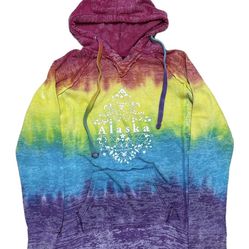 MV Sport Hoodie Women’s Small Rainbow Multicolor Fleece Sweatshirt Alaska 1959