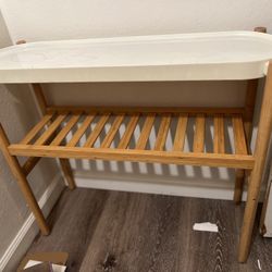 IKEA SATSUMAS Modern Plant stand, Bamboo, Steel-White 27½"