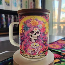 Gatos Before Vatos 17oz Frosted Glass Mug