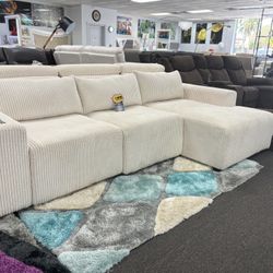 L-shaped Plush Fabric Sectional Couch For Sale (Brand New & In Box) Furniture Blowout