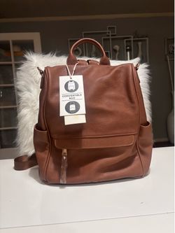 CLUCI Womens Backpack Purse in brown faux leather with a convertible design.