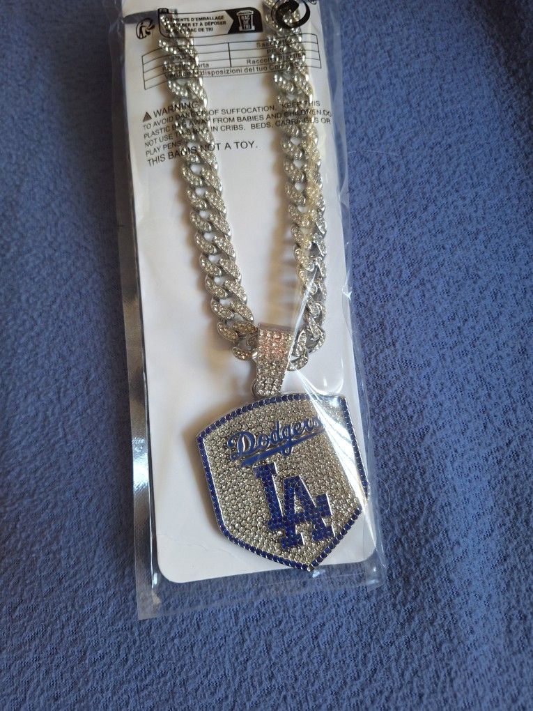 Dodgers Rhinestone Pendant Necklace