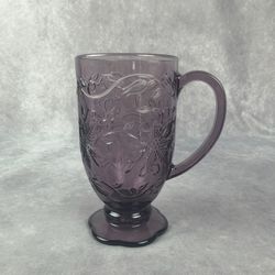 Princess House Fantasia Amethyst Purple 14oz Footed Cafe Mug 6” Glass #5286