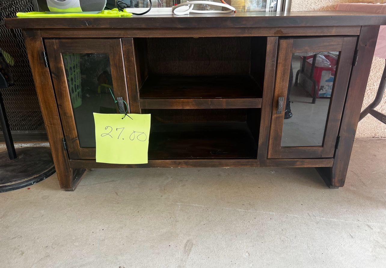 Wood Shelf With Glass Doors/ TV stand