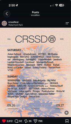 Sunday 9/27 Crssd Tix for sale