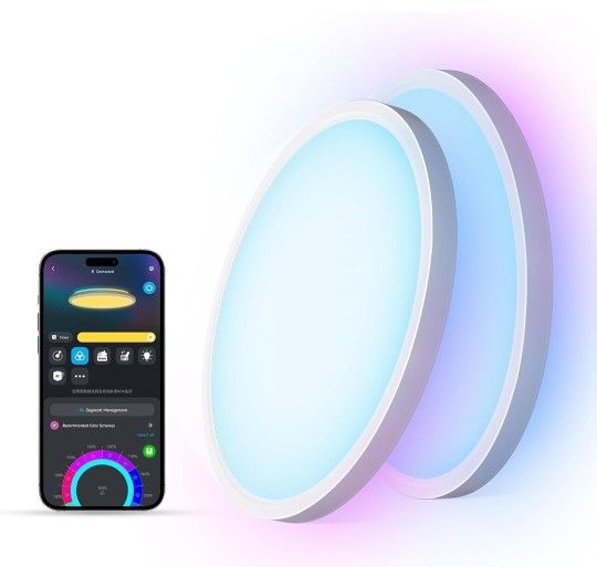 2 Pk 12 In Govee Smart Ceiling Light, RGBIC LED Ceiling Light Fixture 2400LM Flush Mount Retails $165