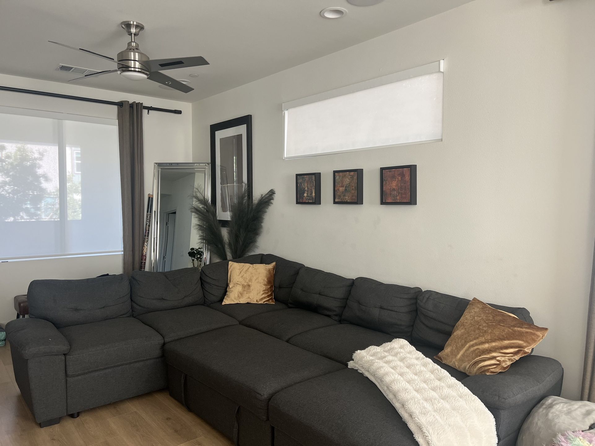 Large Grey sectional With Lots Of Storage