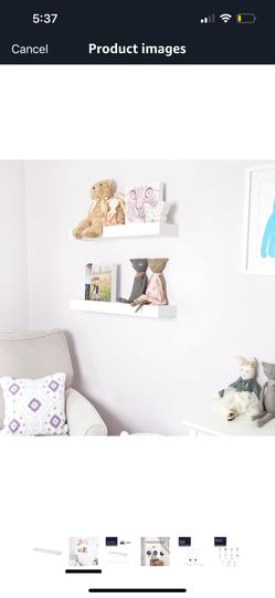 2 white floating wooden shelves