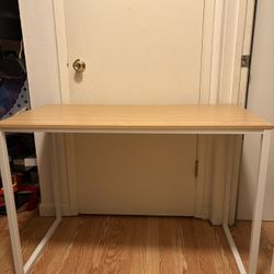 Wood Look Desk With White Legs 