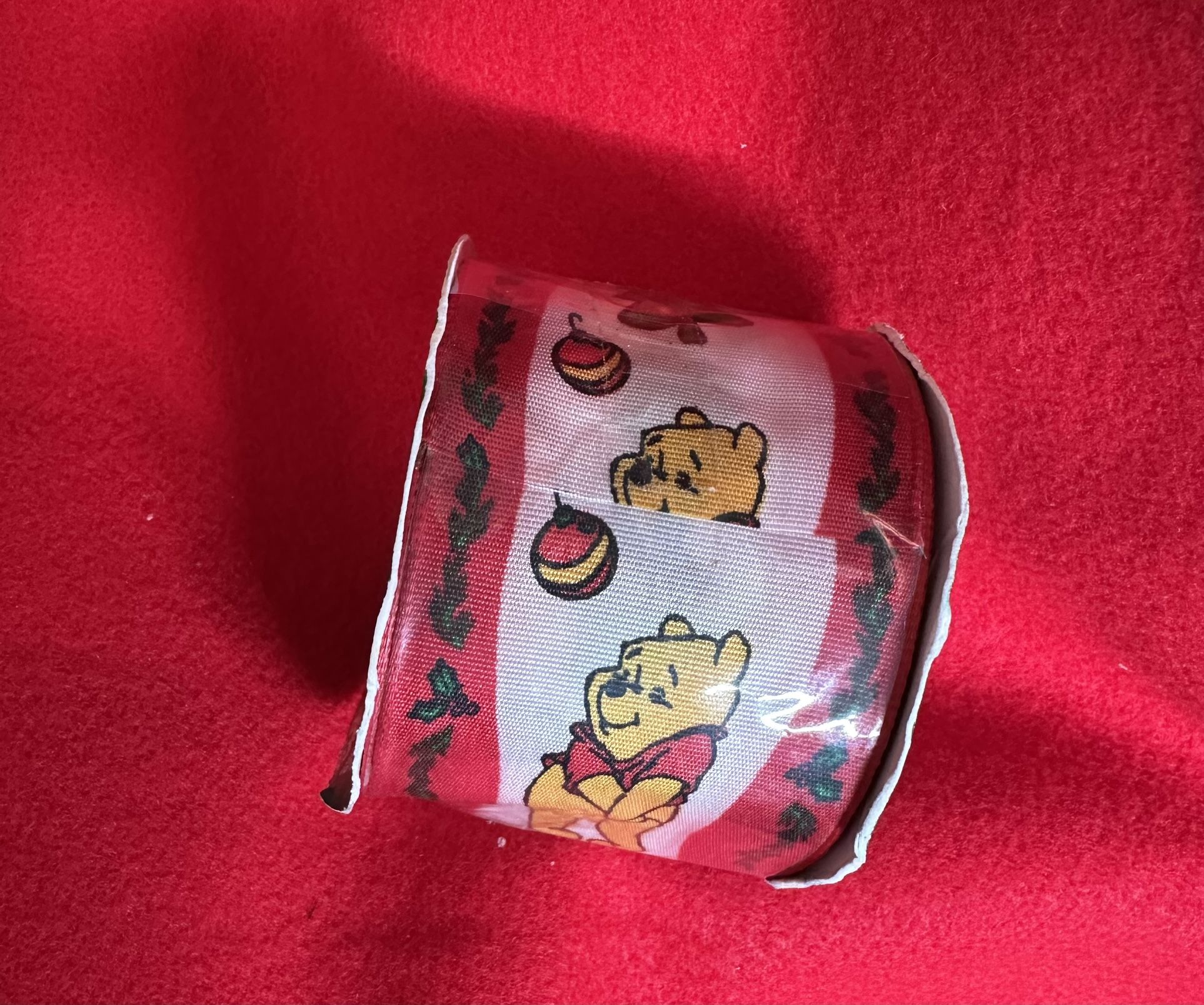 Vintage Disney Winnie the Pooh Christmas Ribbon 2 1/4 in x 3 yd New Sealed
