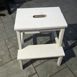 White Wooden Step Stool 