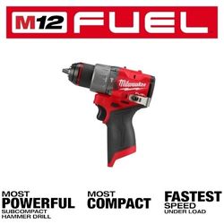 Milwaukee 3404-20 M12 FUEL 12V Lithium-Ion Brushless Cordless 1/2 in. Hammer Drill (Tool-Only) NEW