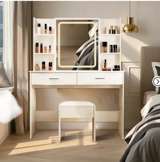 42.5" Makeup Vanity Table with Lighted Mirror 
