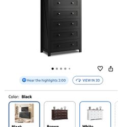 Sturdy Wooden 5 Drawer Dresser