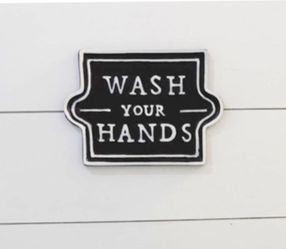 Wash Your Hands Sign•Magnolia Home• Cast Iron•5.6 Inches Tall X 8.3 Inches Tall