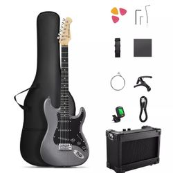 🎸 Donner DST-80 Electric Guitar With Amplifier & Accessories Wood Grain | Black