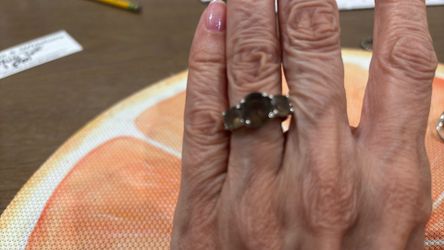 Smoky brown gem stone with sterling silver, size 7