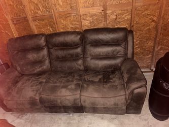 Brown swede electrical recliner