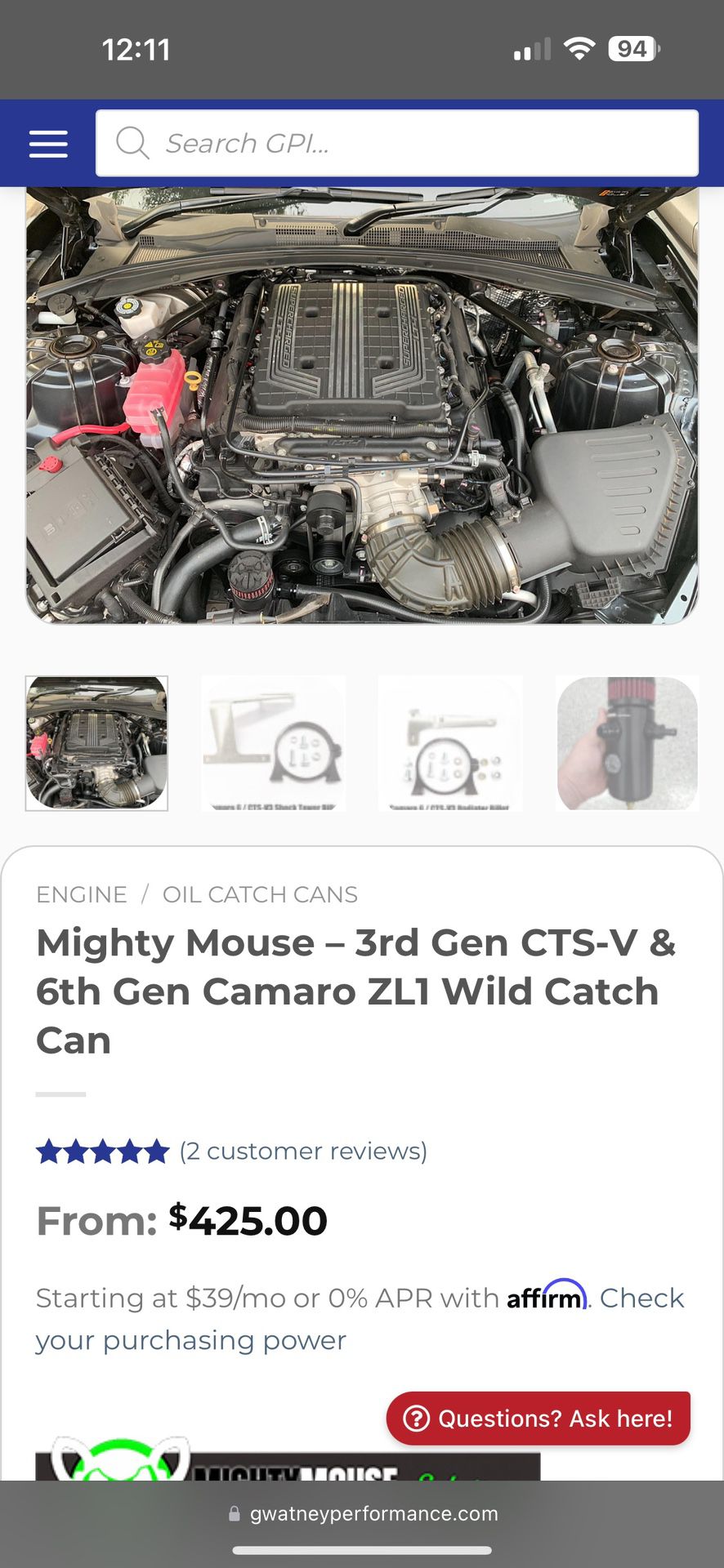 Mighty Mouse Wild Catch Can 3rd Gen CTS-V & 6th Gen Camaro