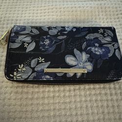 Beautiful  Brahmin Leather Blue Flowered Wallet