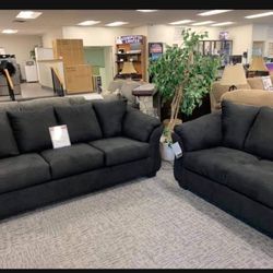 Contemporary Ultra Soft Black Sofa and Loveseat ✅ Living Room Set 🤩 Color Options 💥