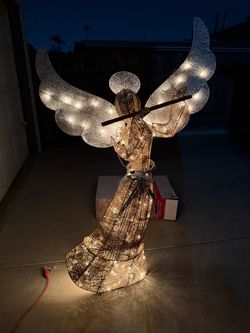 60” Gold Glittering Lighted Angel Christmas Yard Decor – Lights Work + Box