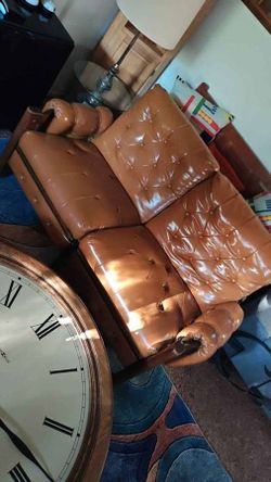 Vintage Cognac Leather Loveseat