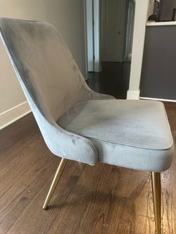 Dining Chairs Set of 4 Upholstered Mid-Century Modern Velvet Accent Desk Chair with Gold Legs for Kitchen Living Room Grey