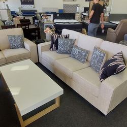 Beige Sofa And Loveseat 