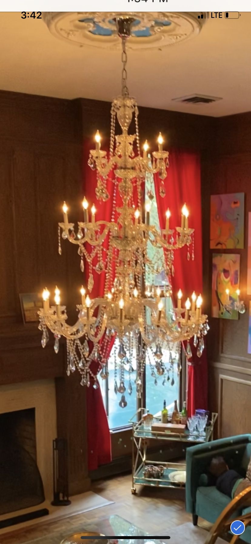 5 foot five crystal chandelier 1,500