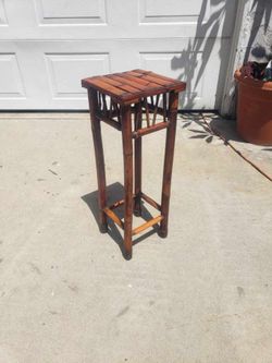 Vintage Bamboo Plant Stand Or Accent Table 