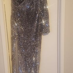 Beautiful Silver Sequins Holiday Formal Dress
