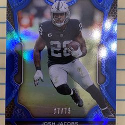 🔥 Josh Jacobs Raiders #58 Blue Mirror Of /75 Made