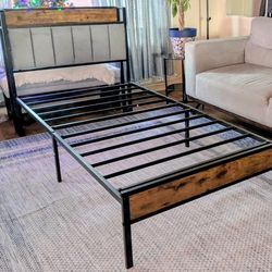 Twin Size Platform Beds Frame with USB and power Outlet and storage shelf. We Deliver 
