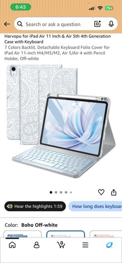 Harvopu iPad Air 11-Inch Keyboard Folio Case