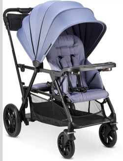 Joovy Caboose RS - Cochecito doble para niños de hasta 55 libras con ruedas todo terreno, toldo UPF50+ y arneses de seguridad magnéticos de 5 puntos, 