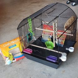 Metal Wire Medium Bird Cage With Accessories 