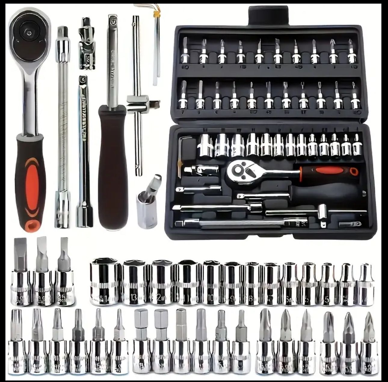 Brand New 46 Pieces Of Wrench Socket Tool Set