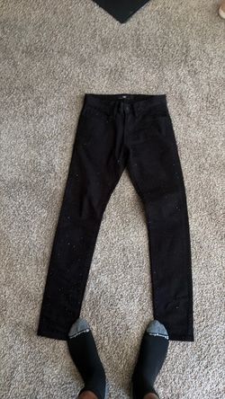 Black Slim Fit Jeans with Rhinestone Detail