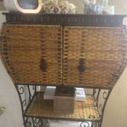 Over The Toilet Iron And Wicker Vintage Storage