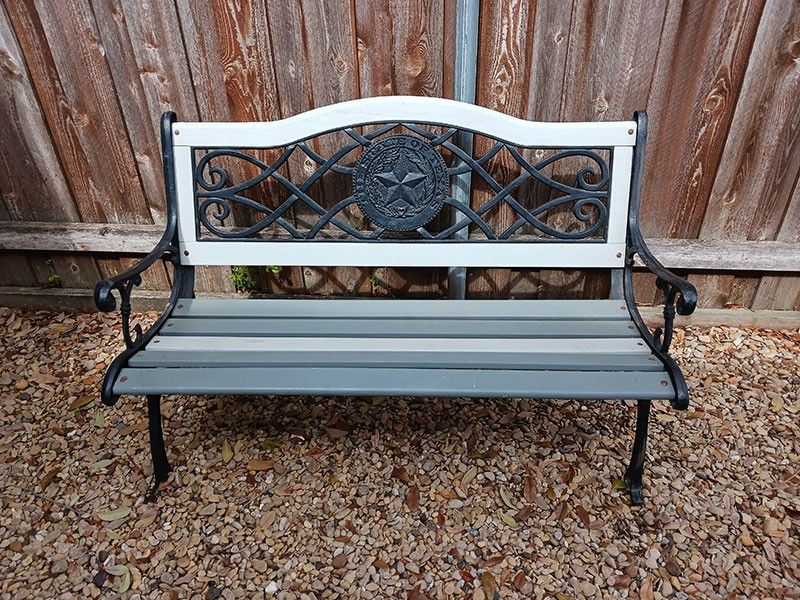 Texas Lone Star State Seal Cast Iron Outdoor Garden Porch Bench for