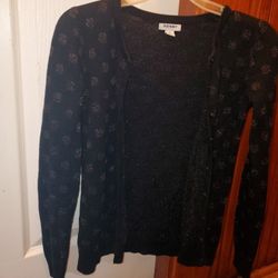 Women's Black And Gold Cardigan