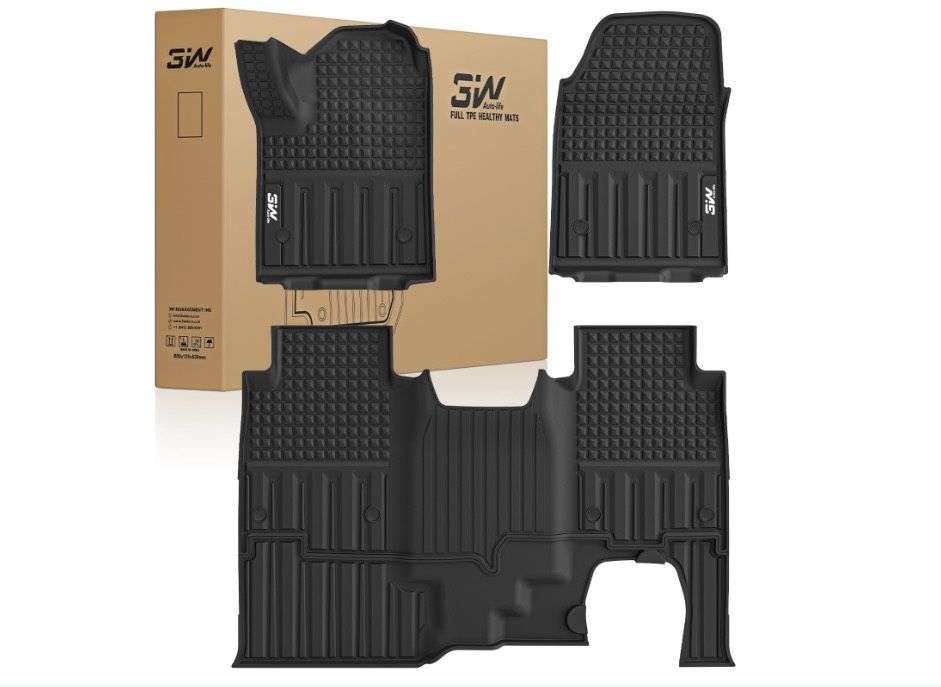 3W Floor Mats Fit For Chevrolet Silverad EV 2024-2025 (WT & RST)/GMC Sierra EV/Sierra EV Denali Accessories TPE All Weather Floor Liner, 1st And 2nd R