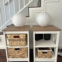 End Table Set with Japanese Rice Paper Lamps 
