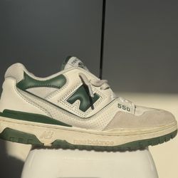 New Balance 550 Men's Size 8 1/2 White Green Leather Athletic Shoes