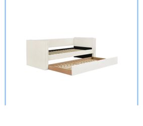 Kids day bed with trundle upholstered white