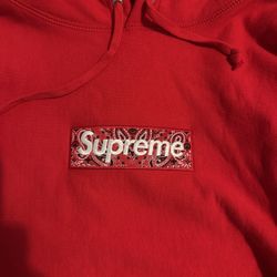 Supreme Box Logo Hoodie Bandanna Red Size Large 